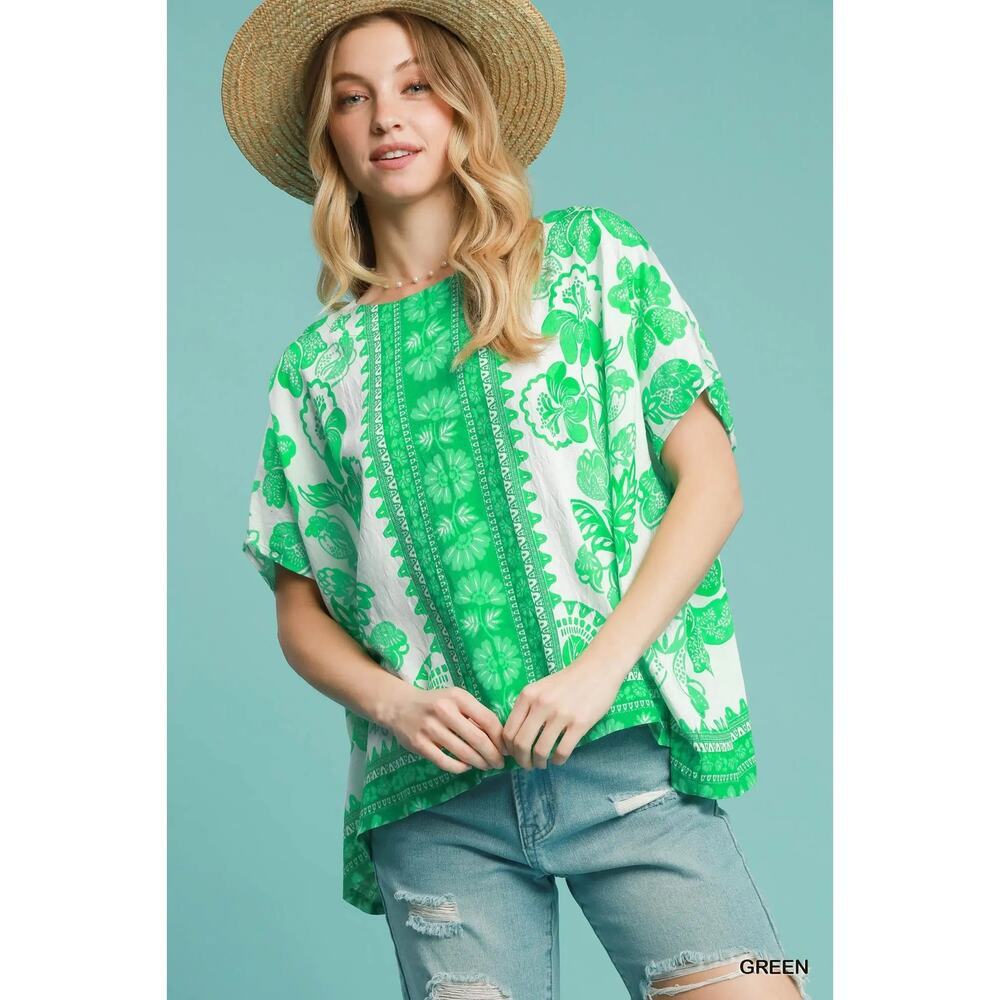 Umgee Floral Oversized Boho Top - Picture 2 of 6